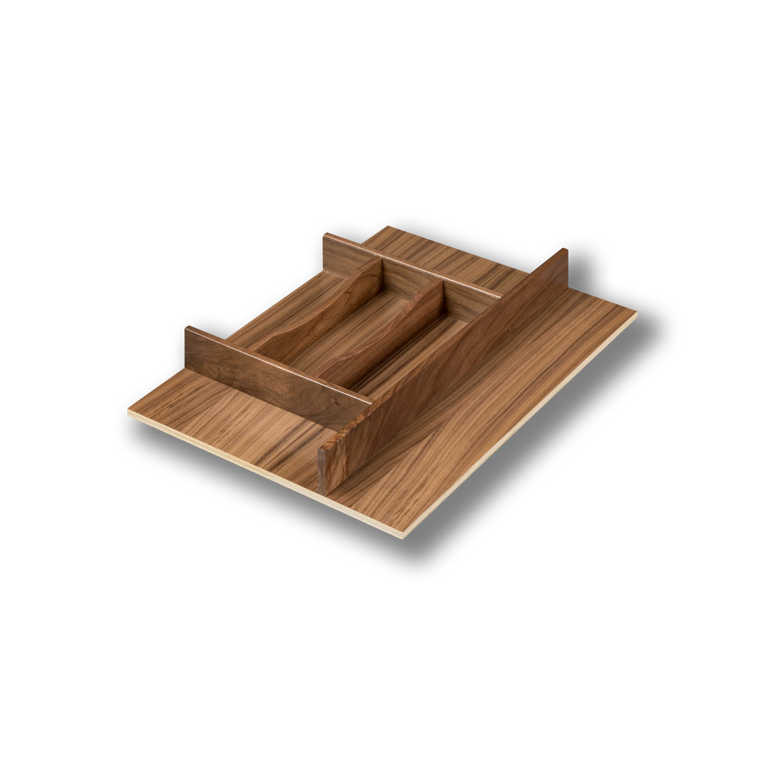 14" Riviera Series Silverware Tray Insert in walnut, studio view 3