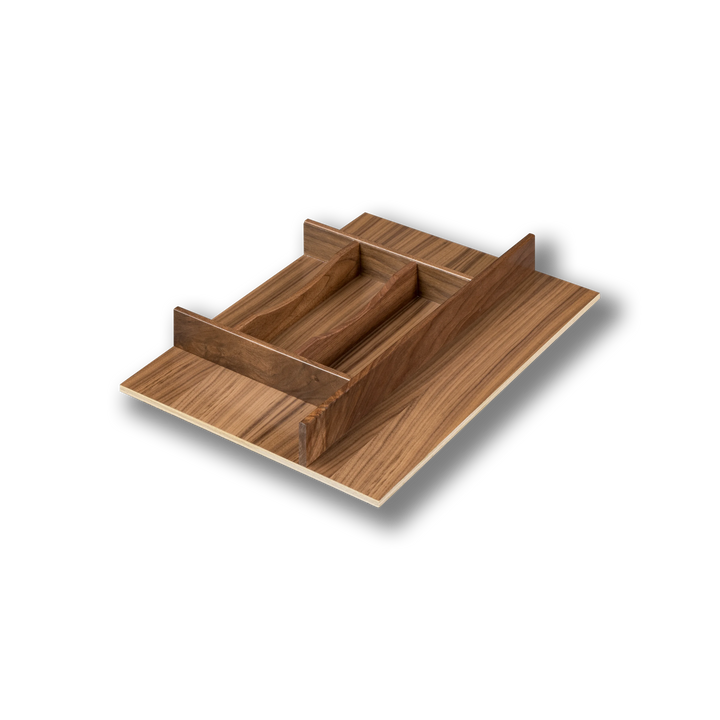 14" Riviera Series Silverware Tray Insert in walnut, studio view 3