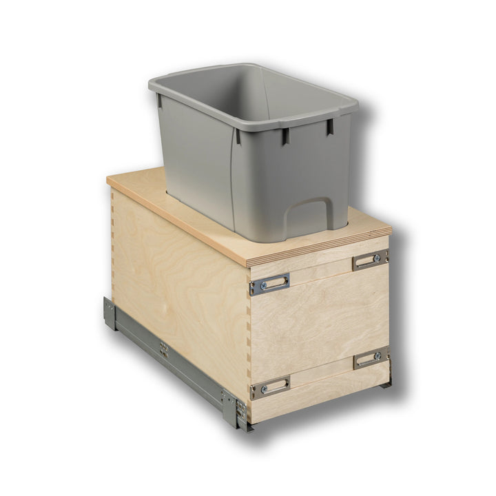 12" Cascade Series 34 Quart Single Bottom Mount Vanity Waste Container in Baltic birch, studio view 2