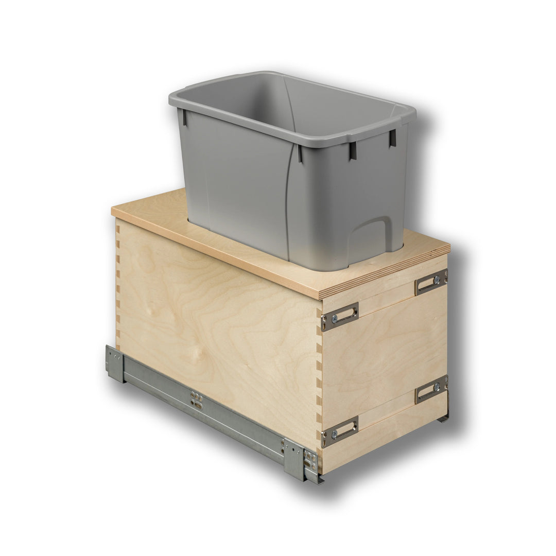 12" Cascade Series 34 Quart Single Bottom Mount Vanity Waste Container in Baltic birch, studio view 3