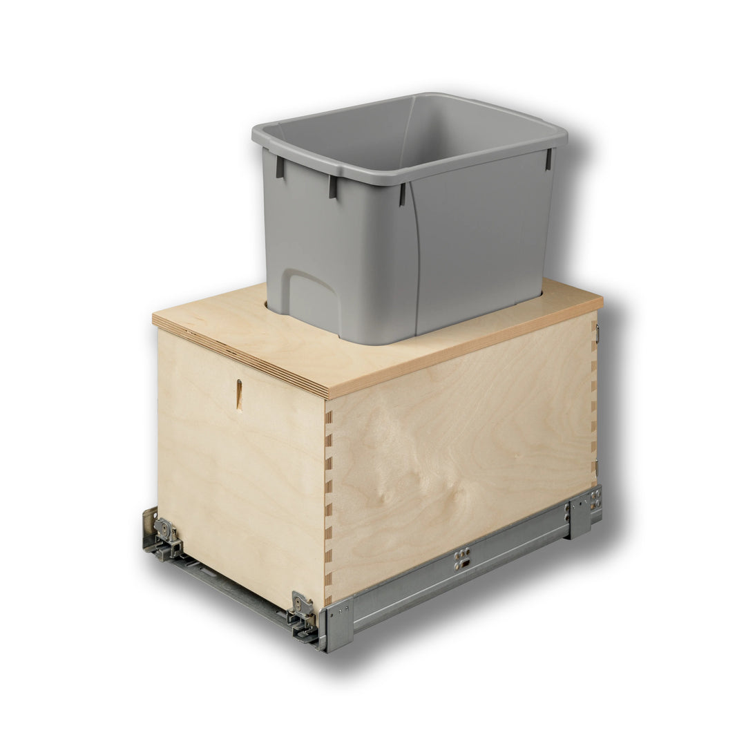 12" Cascade Series 34 Quart Single Bottom Mount Vanity Waste Container in Baltic birch, studio view 4