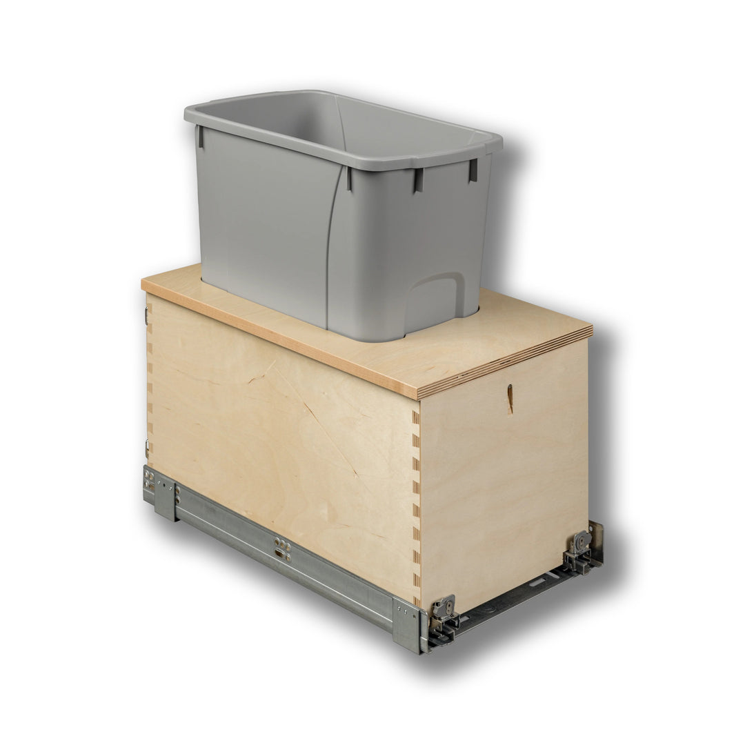 12" Cascade Series 34 Quart Single Bottom Mount Vanity Waste Container in Baltic birch, studio view 5
