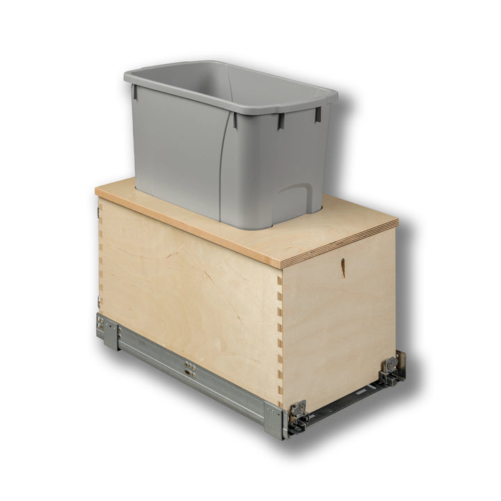 12" Cascade Series 34 Quart Single Bottom Mount Vanity Waste Container in Baltic birch, studio view 5