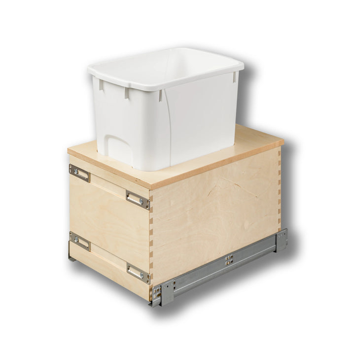 12" Cascade Series 34 Quart Single Bottom Mount Vanity Waste Container - CASBM115-34PF-18 (Replaces CASBM11PF-18) in Baltic birch