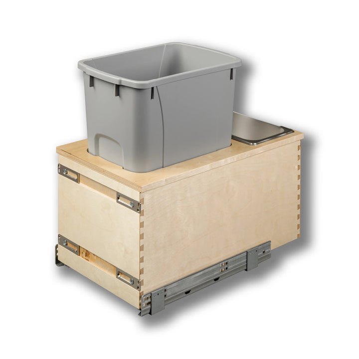 12" Cascade Series Bottom Mount Waste Container, 34 Quart Gray in Baltic birch