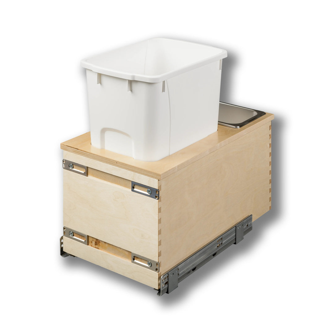 12" Cascade Series Bottom Mount Waste Container, 34 Quart in Baltic birch, studio view 2