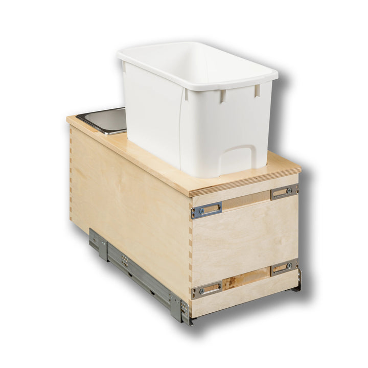 12" Cascade Series Bottom Mount Waste Container, 34 Quart in Baltic birch, studio view 3