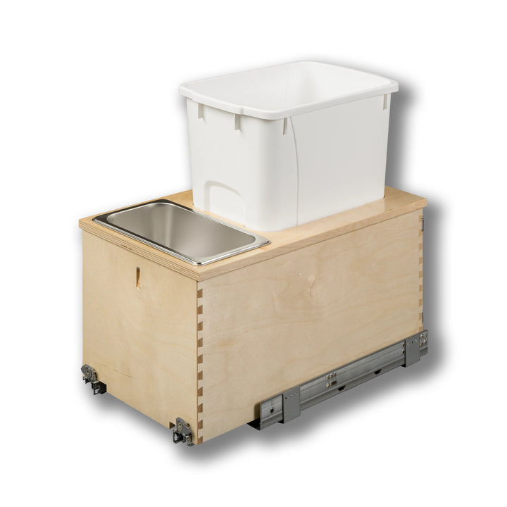 12" Cascade Series Bottom Mount Waste Container, 34 Quart in Baltic birch, studio view 4