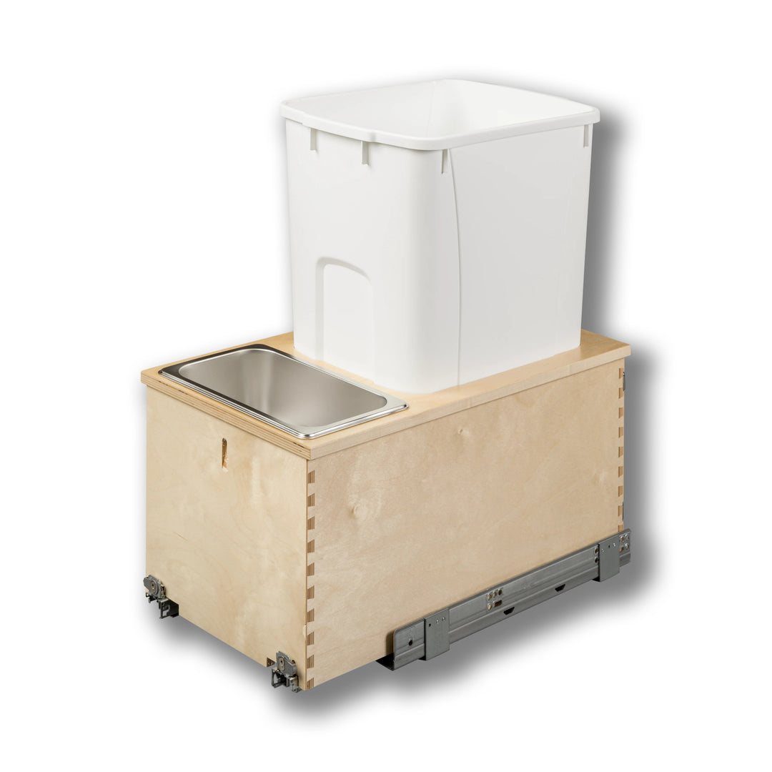 12" Cascade Series Bottom Mount Waste Container, 50 Quart in Baltic birch, studio view 5