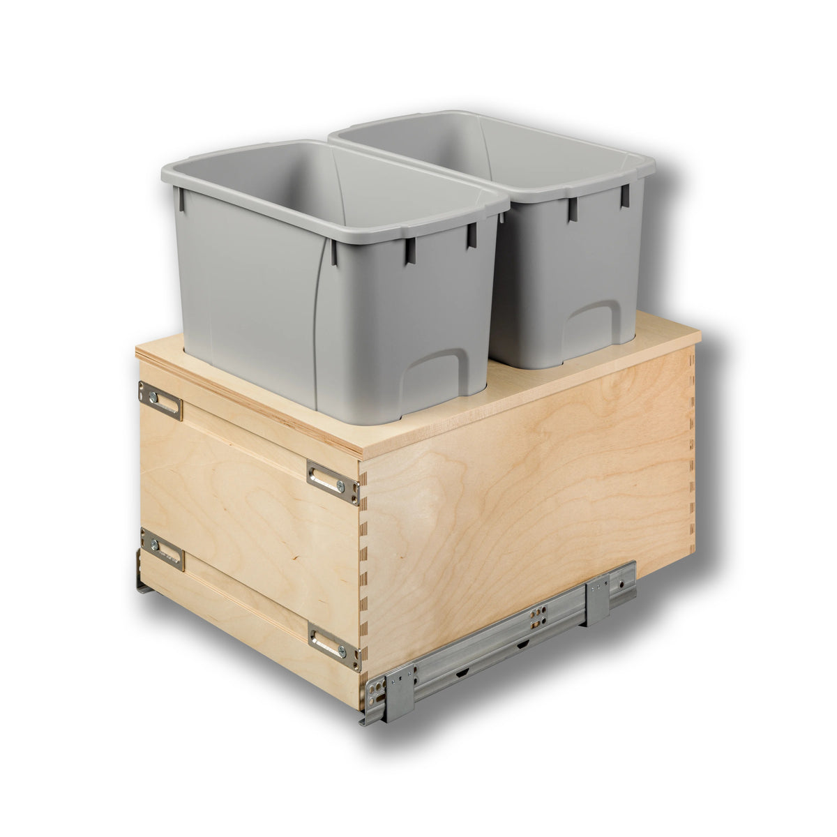 15" Cascade Series Bottom Mount Waste Container, 34 Quart Gray in Baltic birch