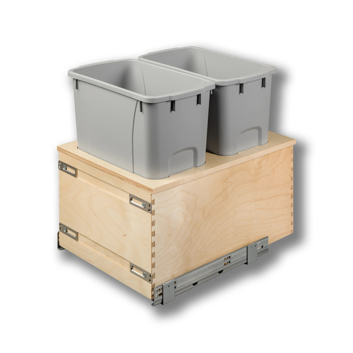 15" Cascade Series Bottom Mount Waste Container, 34 Quart Gray in Baltic birch