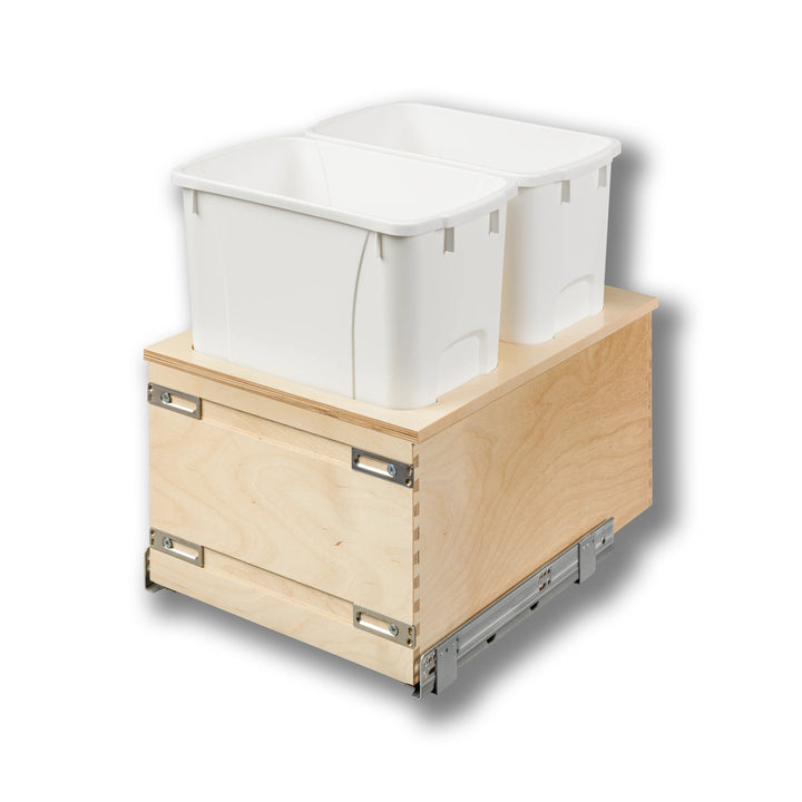 15" Cascade Series Bottom Mount Waste Container, 34 Quart in Baltic birch, studio view 2