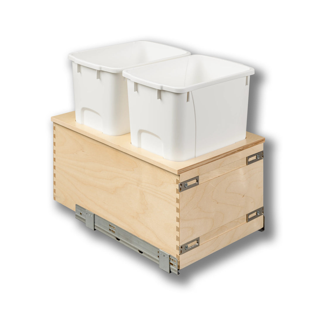 15" Cascade Series Bottom Mount Waste Container, 34 Quart in Baltic birch, studio view 3