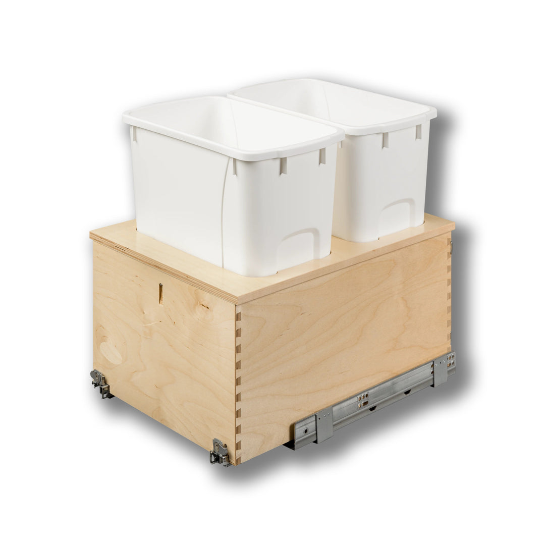 15" Cascade Series Bottom Mount Waste Container, 34 Quart in Baltic birch, studio view 4