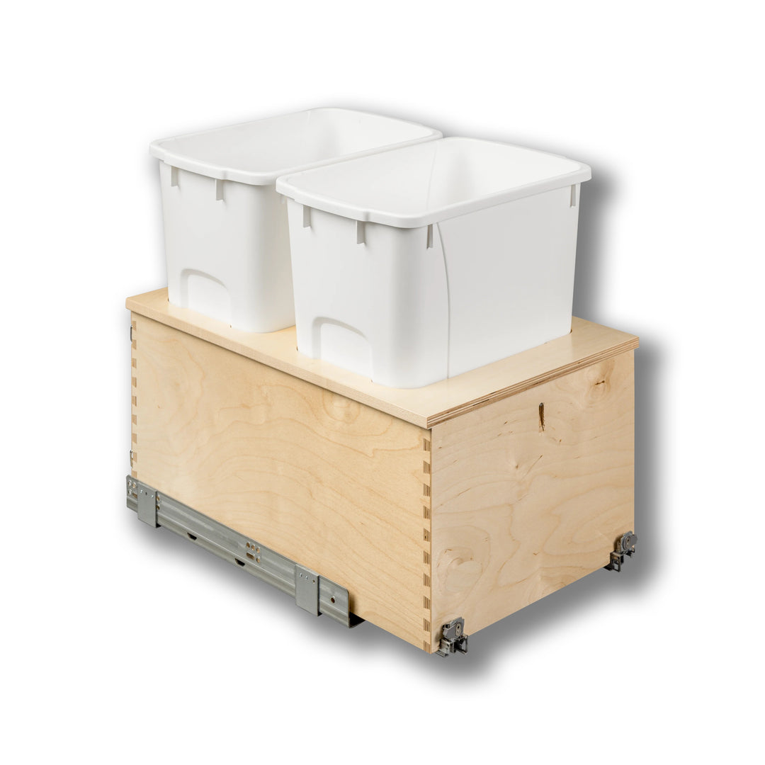 15" Cascade Series Bottom Mount Waste Container, 34 Quart in Baltic birch, studio view 5