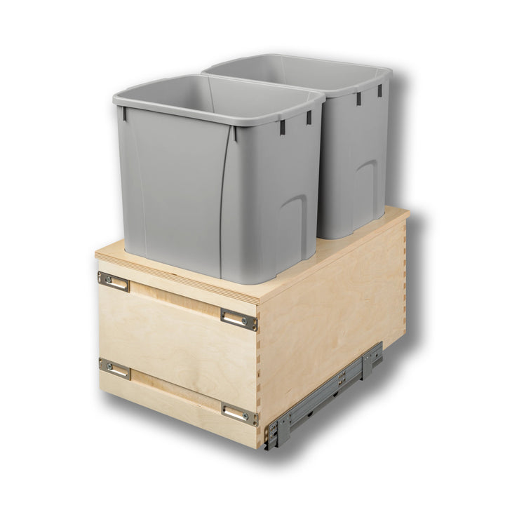 15" Cascade Series Bottom Mount Waste Container, 50 Quart Gray in Baltic birch