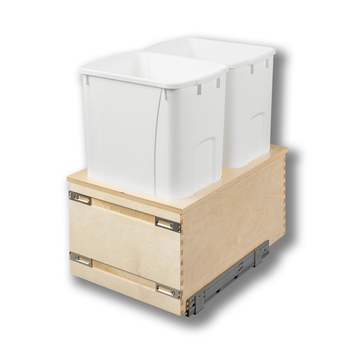 15" Cascade Series Bottom Mount Waste Container, 50 Quart in Baltic birch, studio view 2
