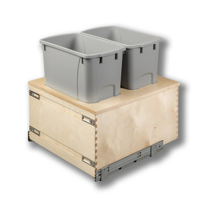 18" Cascade Series Bottom Mount Waste Container, 34 Quart Gray in Baltic birch