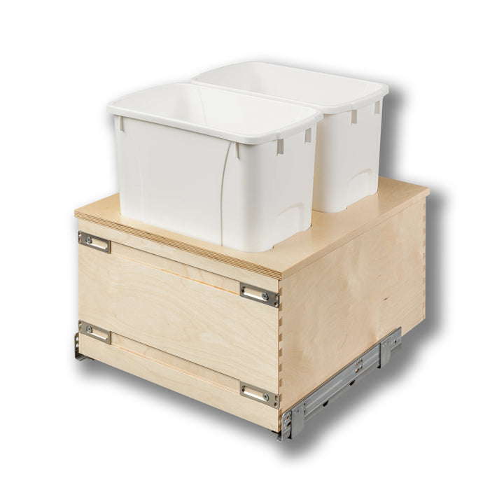 18" Cascade Series Bottom Mount Waste Container, 34 Quart in Baltic birch, studio view 2