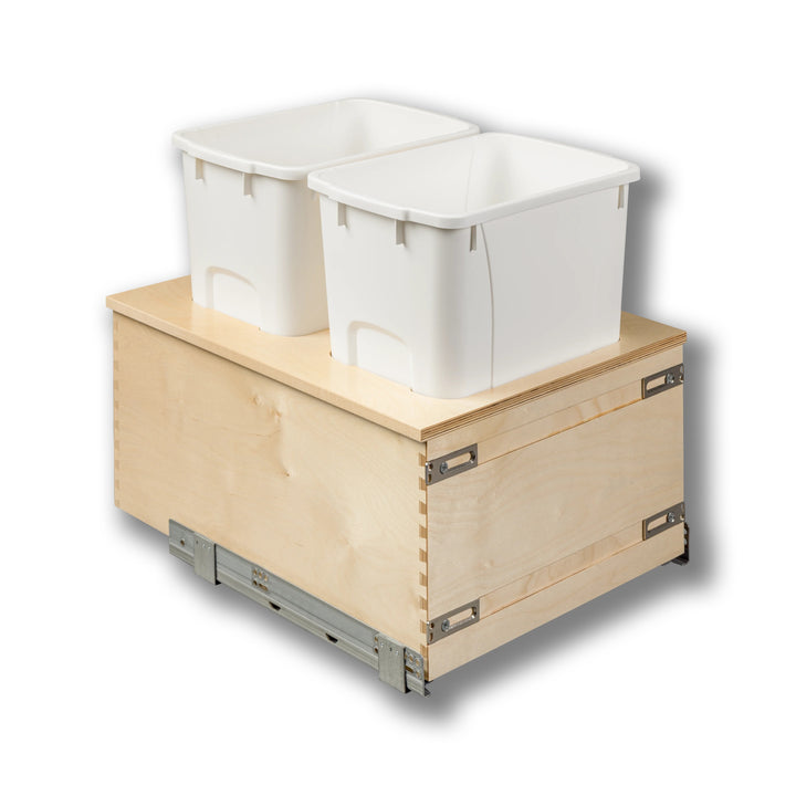 18" Cascade Series Bottom Mount Waste Container, 34 Quart in Baltic birch, studio view 3