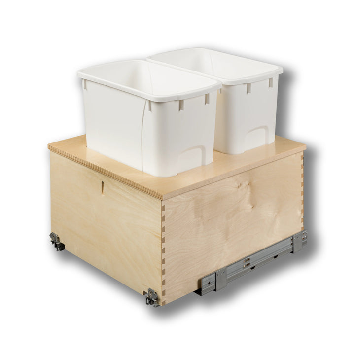 18" Cascade Series Bottom Mount Waste Container, 34 Quart in Baltic birch, studio view 4