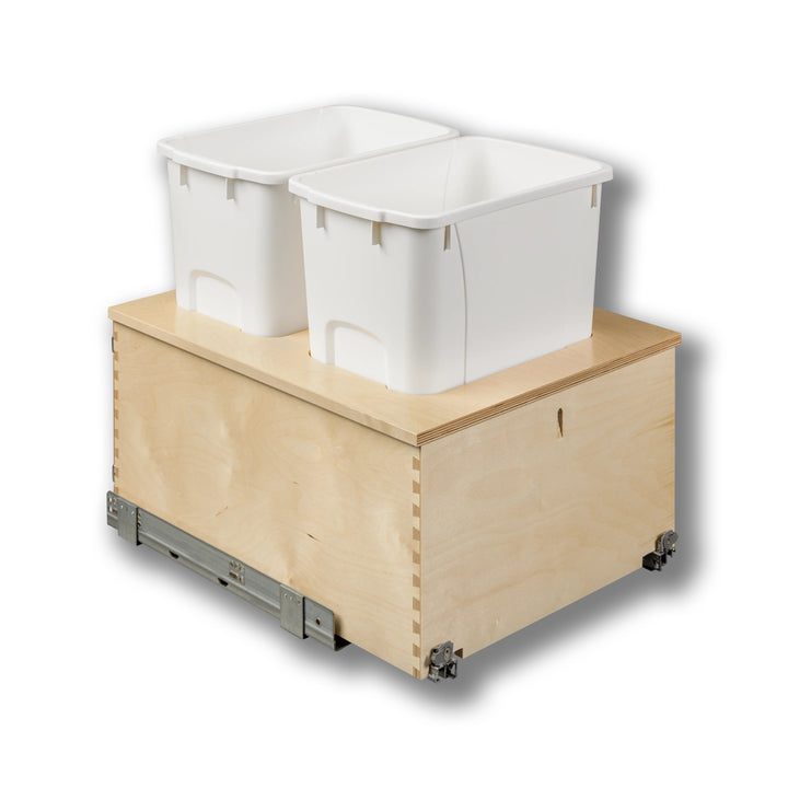 18" Cascade Series Bottom Mount Waste Container, 34 Quart in Baltic birch, studio view 5