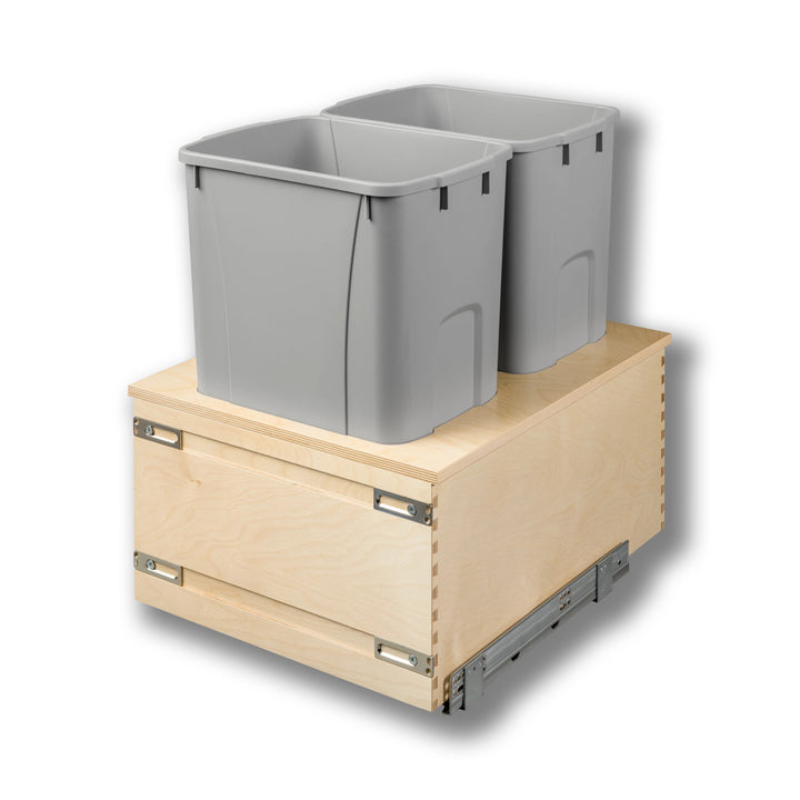 18" Cascade Series Bottom Mount Waste Container, 50 Quart Gray in Baltic birch