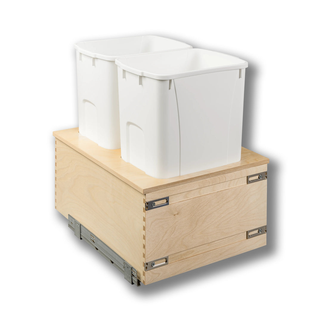 18" Cascade Series Bottom Mount Waste Container, 50 Quart in Baltic birch, studio view 2