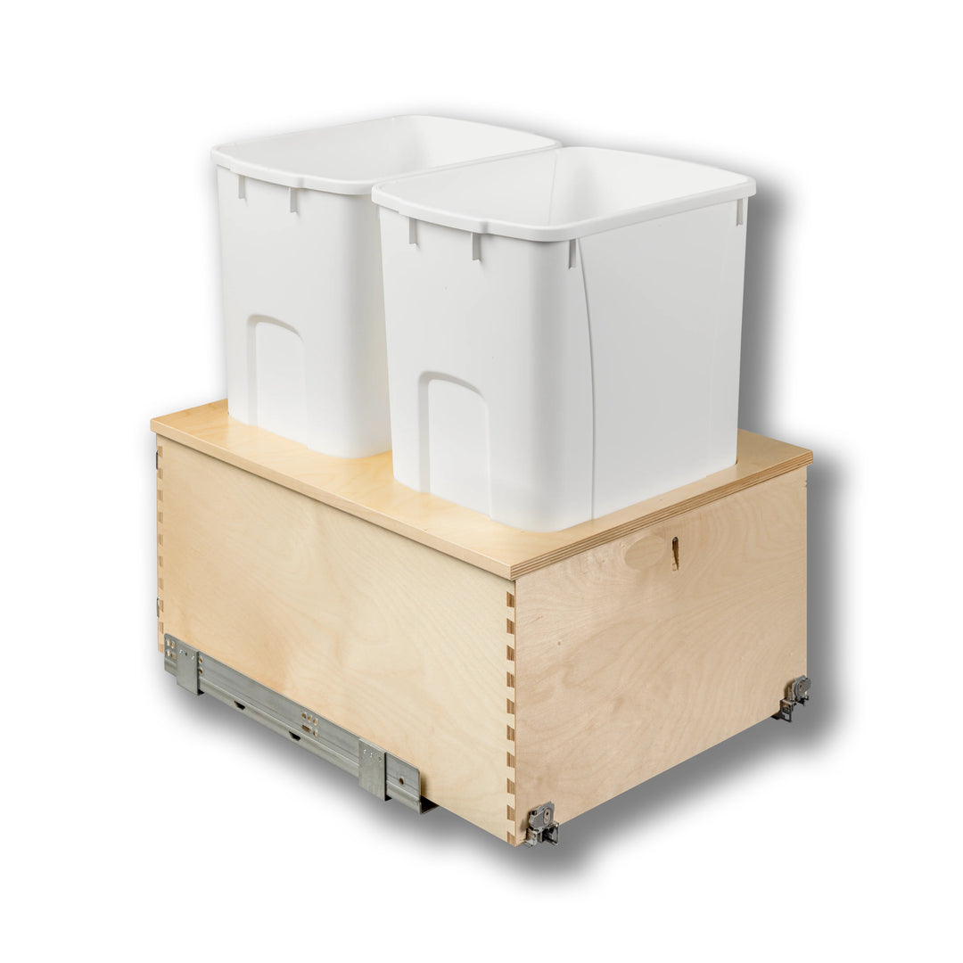 18" Cascade Series Bottom Mount Waste Container, 50 Quart in Baltic birch, studio view 3
