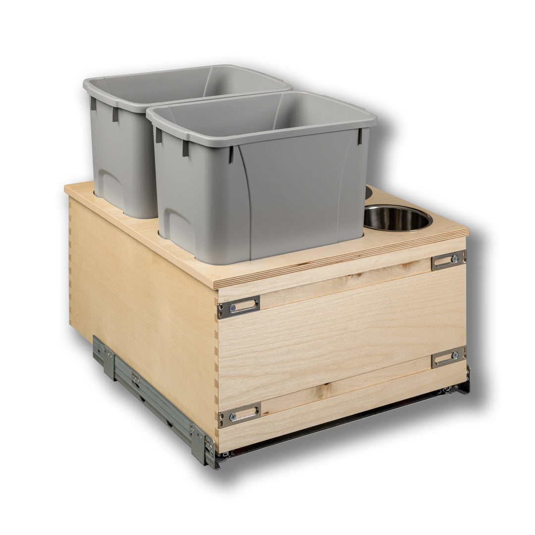 21" Cascade Series 34 Quart Bottom Mount Waste Container in Baltic birch, studio view 2