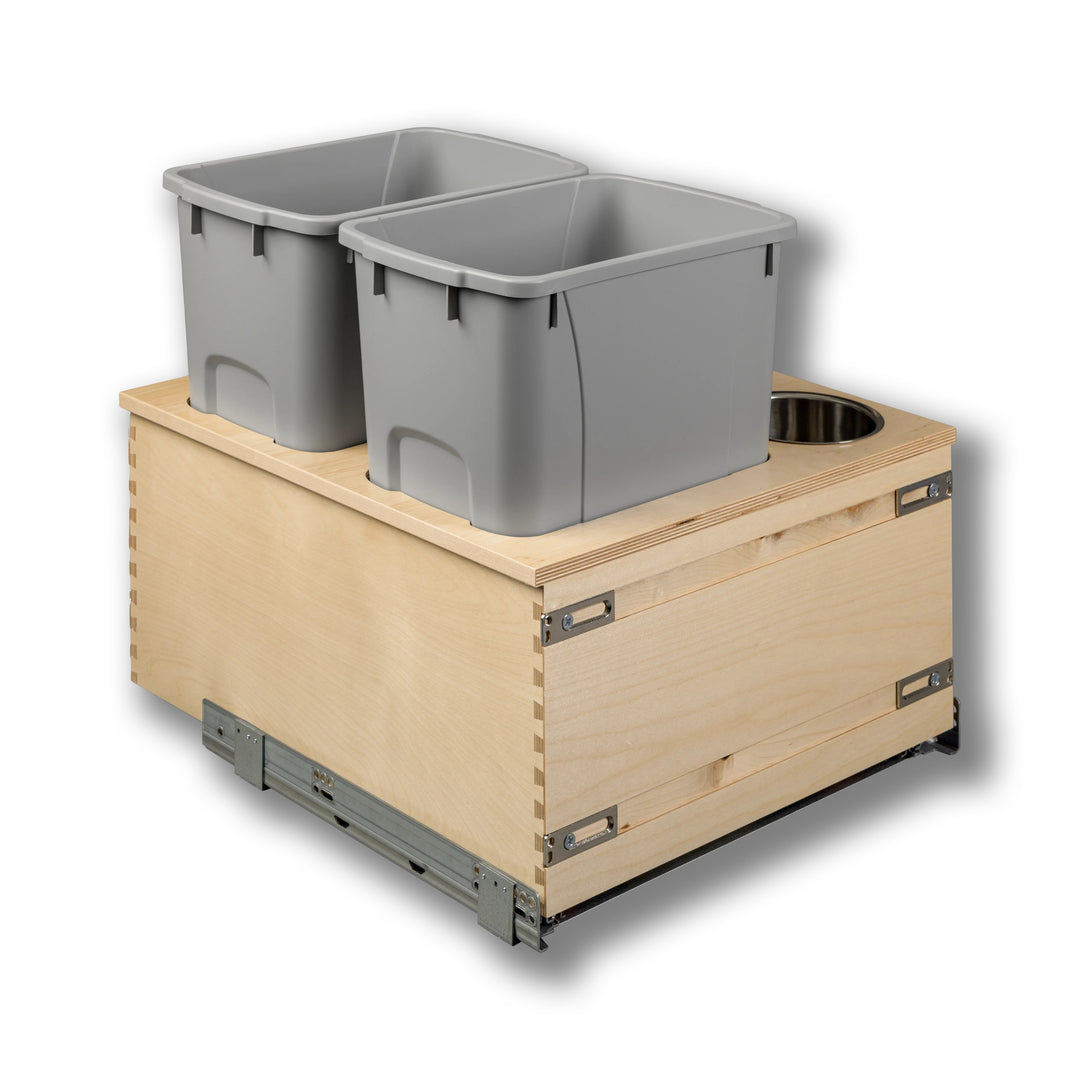 21" Cascade Series 34 Quart Bottom Mount Waste Container in Baltic birch, studio view 3