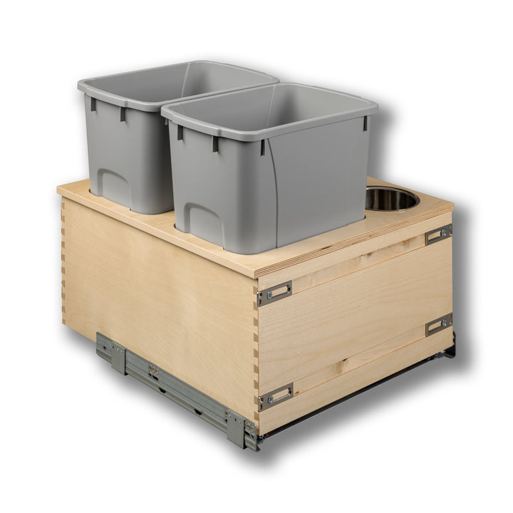 21" Cascade Series 34 Quart Bottom Mount Waste Container in Baltic birch, studio view 3