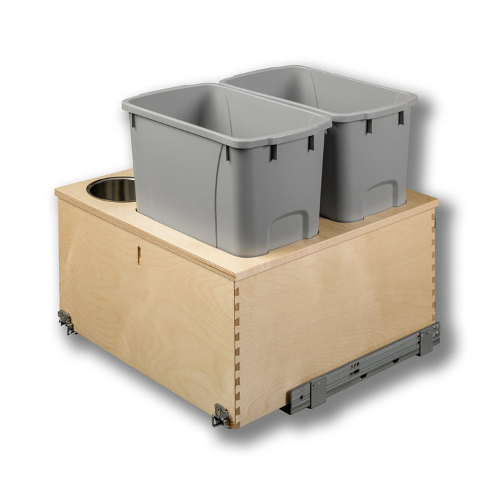 21" Cascade Series 34 Quart Bottom Mount Waste Container in Baltic birch, studio view 4