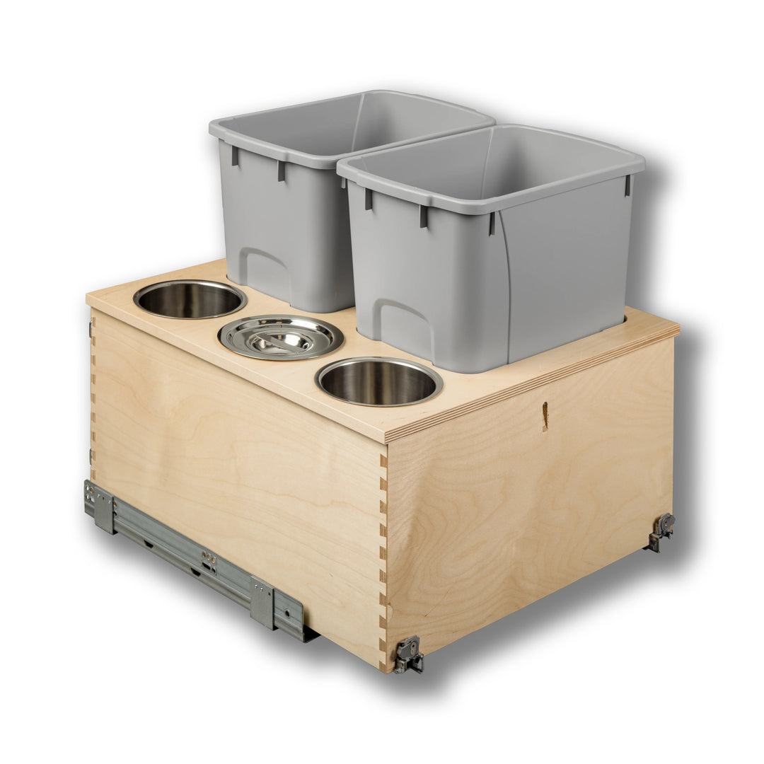 21" Cascade Series 34 Quart Bottom Mount Waste Container in Baltic birch, studio view 5