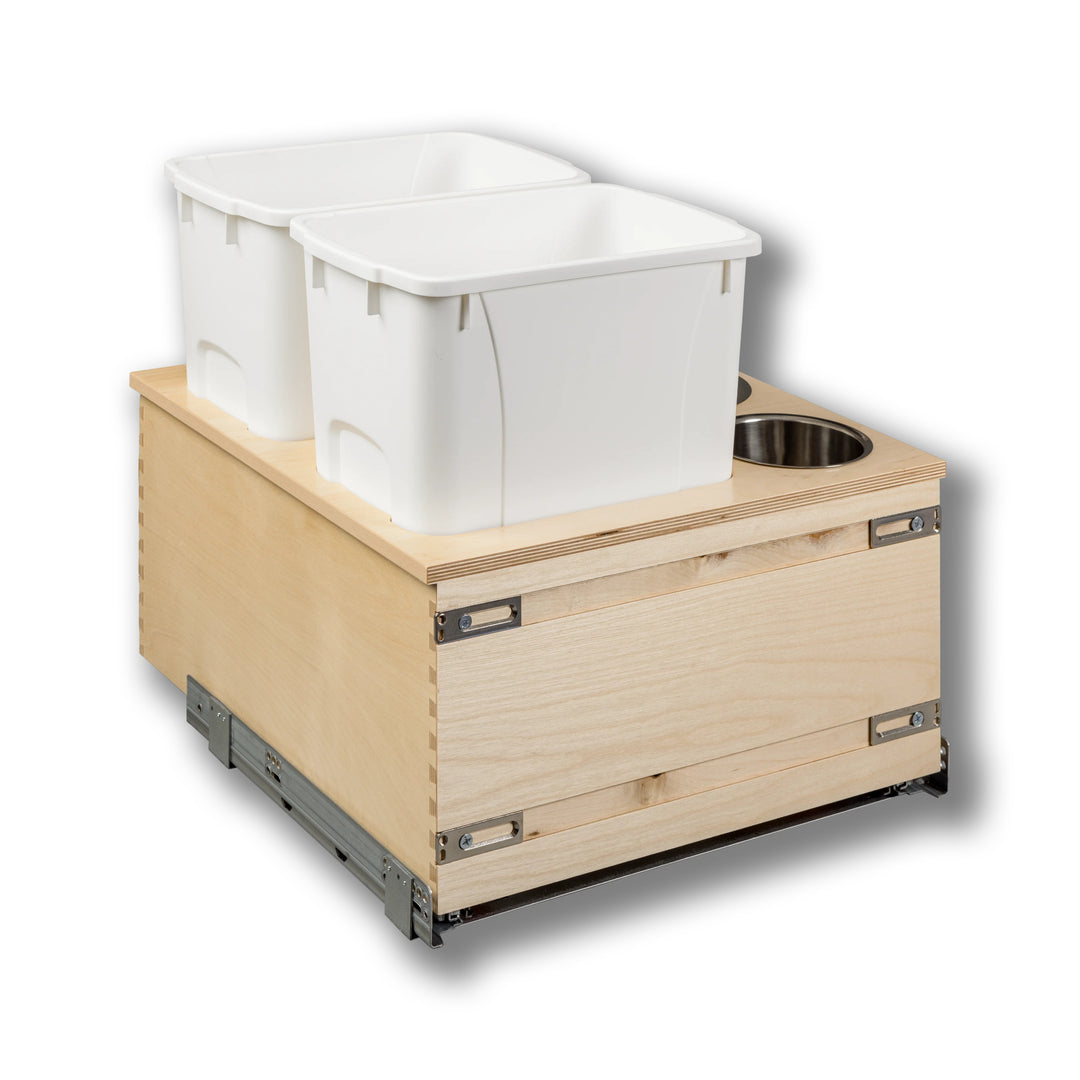 21" Cascade Series 34 Quart Bottom Mount Waste Container in Baltic birch, studio view 2