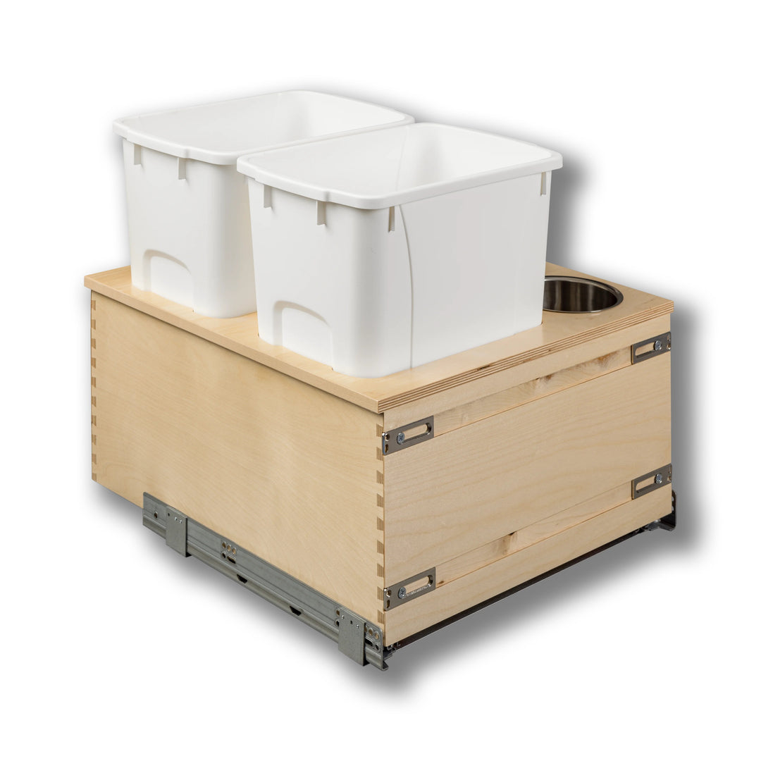 21" Cascade Series 34 Quart Bottom Mount Waste Container in Baltic birch, studio view 3