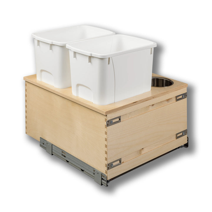 21" Cascade Series 34 Quart Bottom Mount Waste Container in Baltic birch, studio view 3