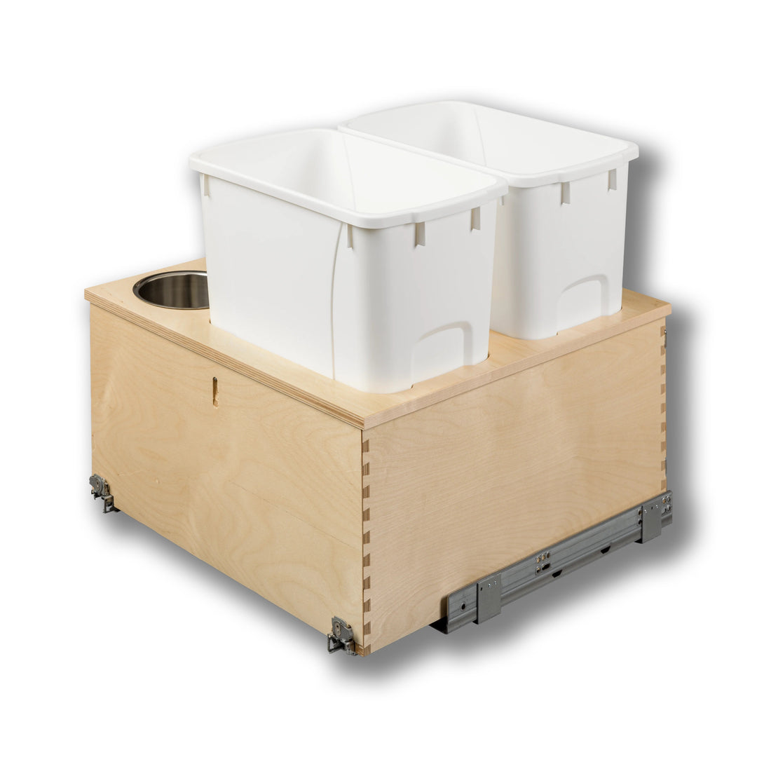 21" Cascade Series 34 Quart Bottom Mount Waste Container in Baltic birch, studio view 4