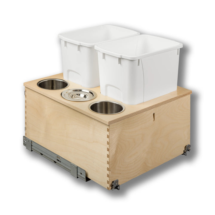 21" Cascade Series 34 Quart Bottom Mount Waste Container in Baltic birch, studio view 5