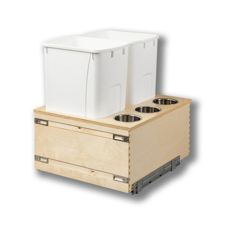 21" Cascade Series 50 Quart Bottom Mount Waste Container in Baltic birch, studio view 2