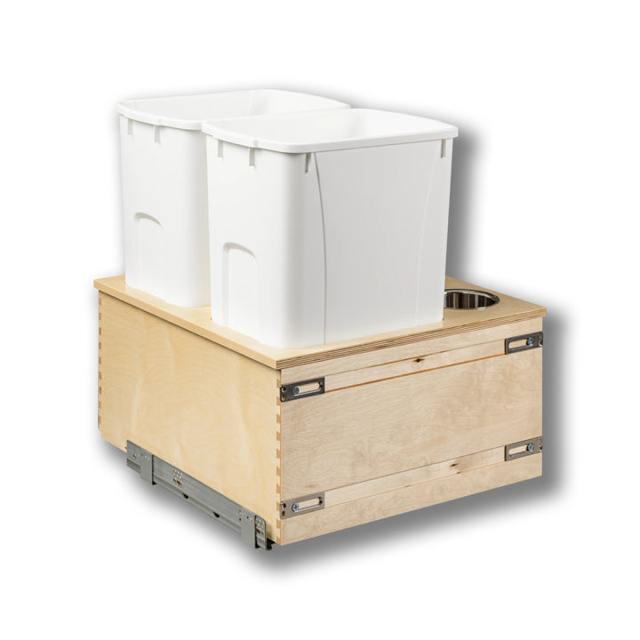 21" Cascade Series 50 Quart Bottom Mount Waste Container in Baltic birch, studio view 3