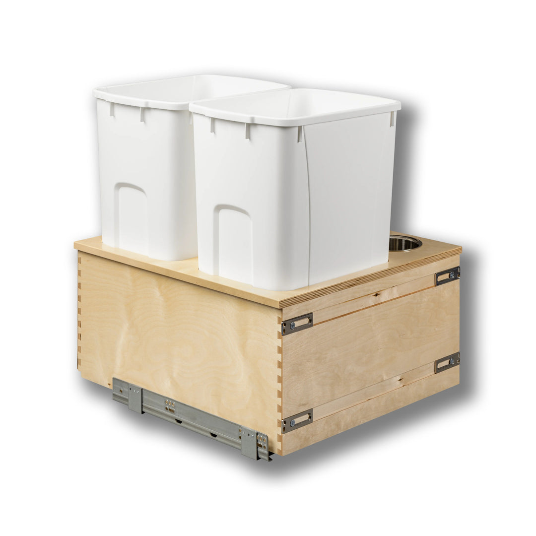21" Cascade Series 50 Quart Bottom Mount Waste Container in Baltic birch, studio view 4