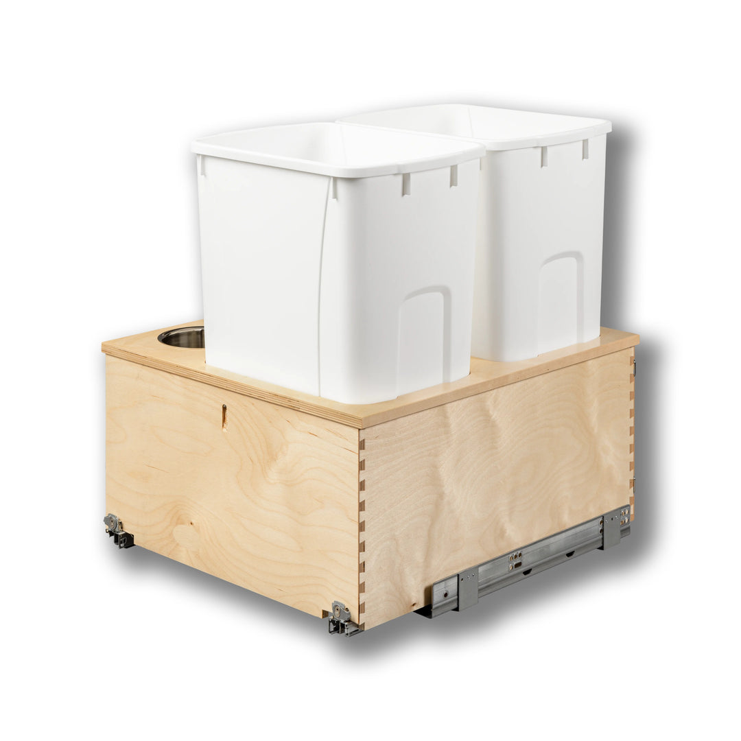 21" Cascade Series 50 Quart Bottom Mount Waste Container in Baltic birch, studio view 5
