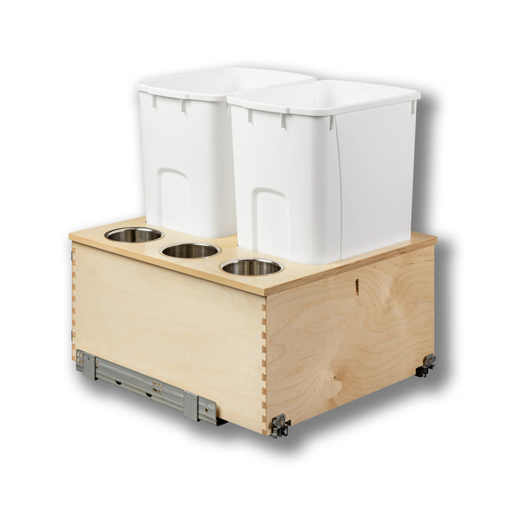 21" Cascade Series 50 Quart Bottom Mount Waste Container in Baltic birch, studio view 6