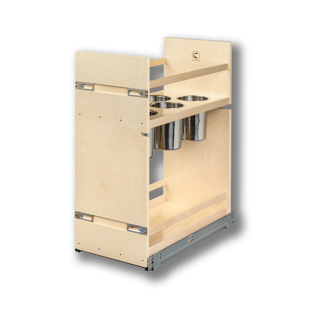12" Cascade Series Pull-Out Canister Organizer in Baltic birch, studio view 2