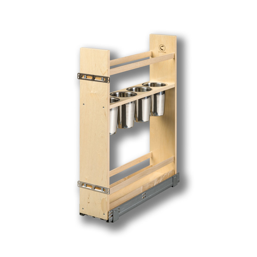 6" Cascade Series Pull-Out Canister Organizer in Baltic birch, studio view 2
