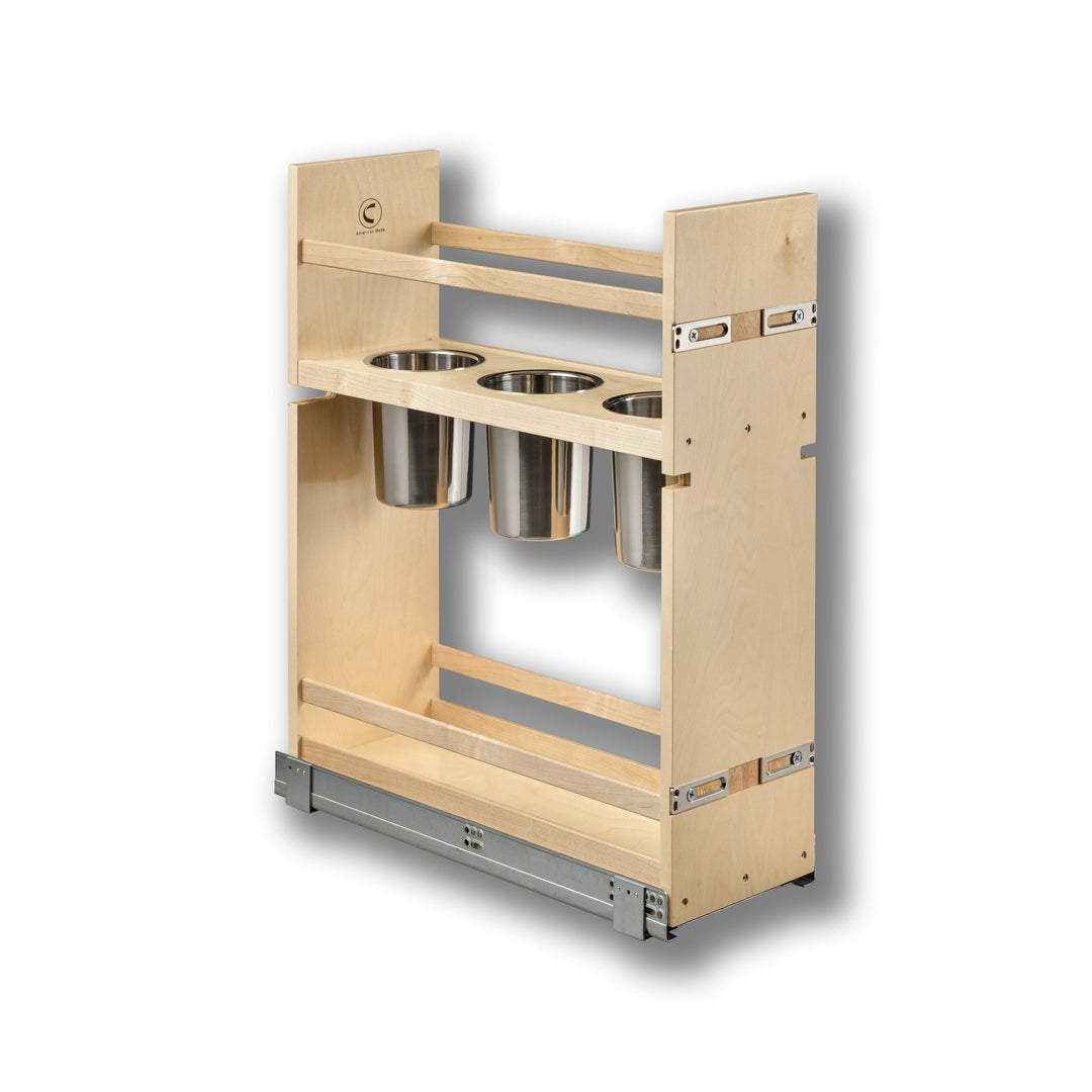 8 1/2" Cascade Series Pull-Out Canister Organizer in Baltic birch, studio view 2