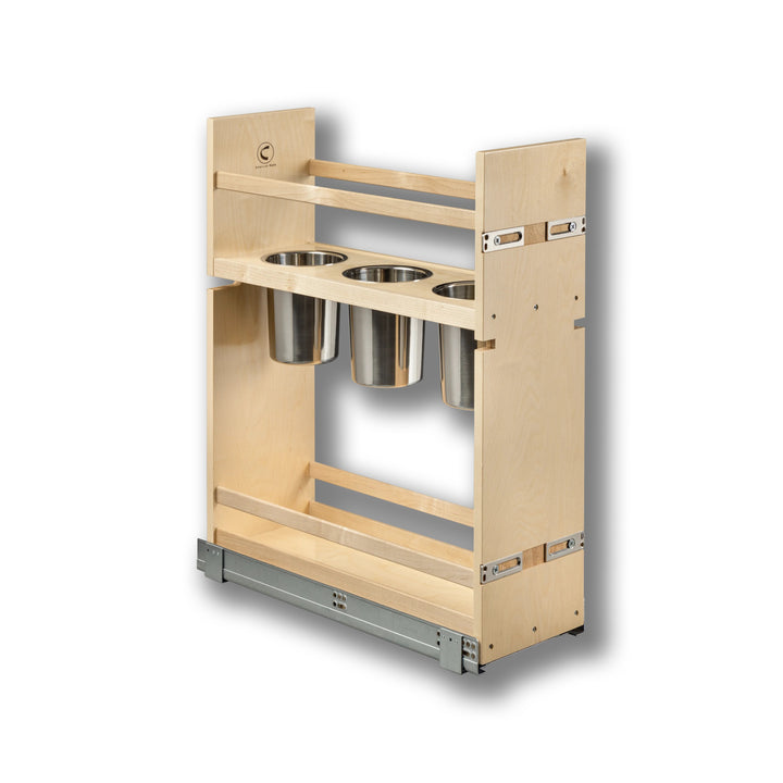 8 1/2" Cascade Series Pull-Out Canister Organizer in Baltic birch, studio view 2
