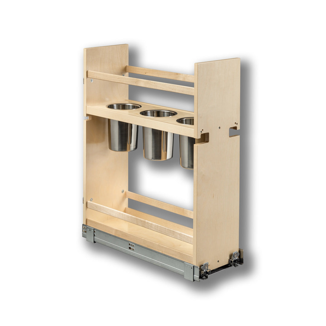 8 1/2" Cascade Series Pull-Out Canister Organizer in Baltic birch, studio view 3