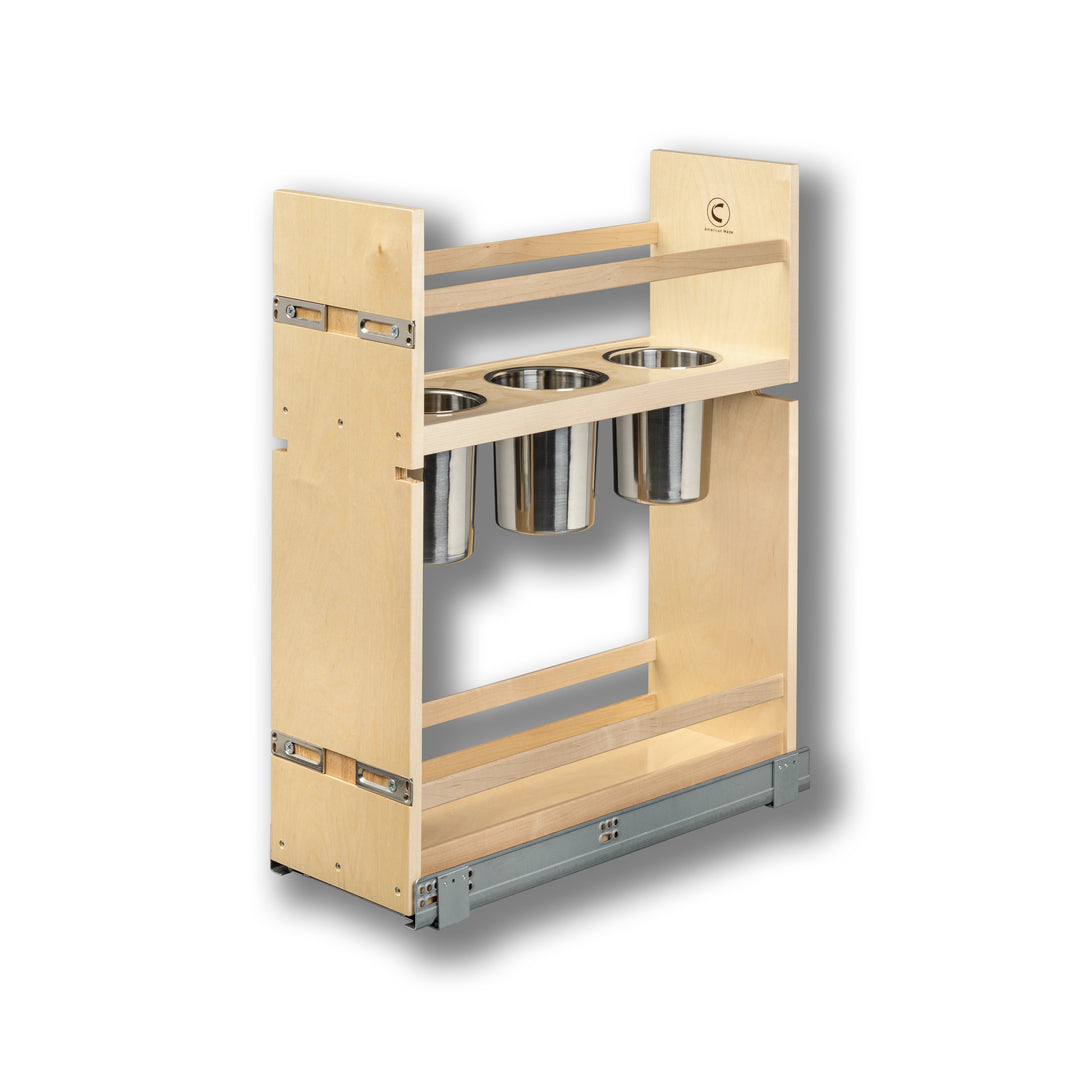 8 1/2" Cascade Series Pull-Out Canister Organizer in Baltic birch, studio view 4